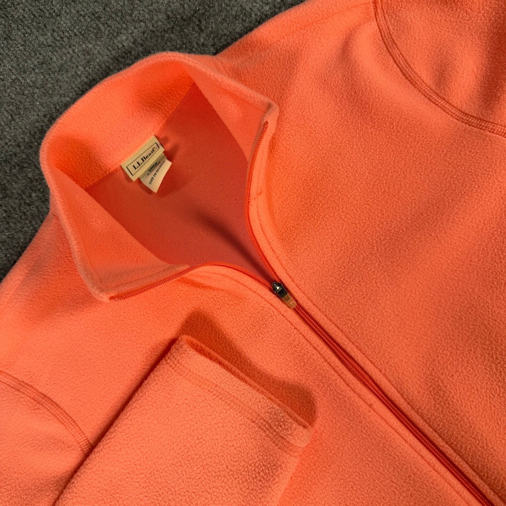 LL Bean Womens Full Zip Fleece Jacket Coral Pink Mock Neck M-Reg 0FPU4 #4388